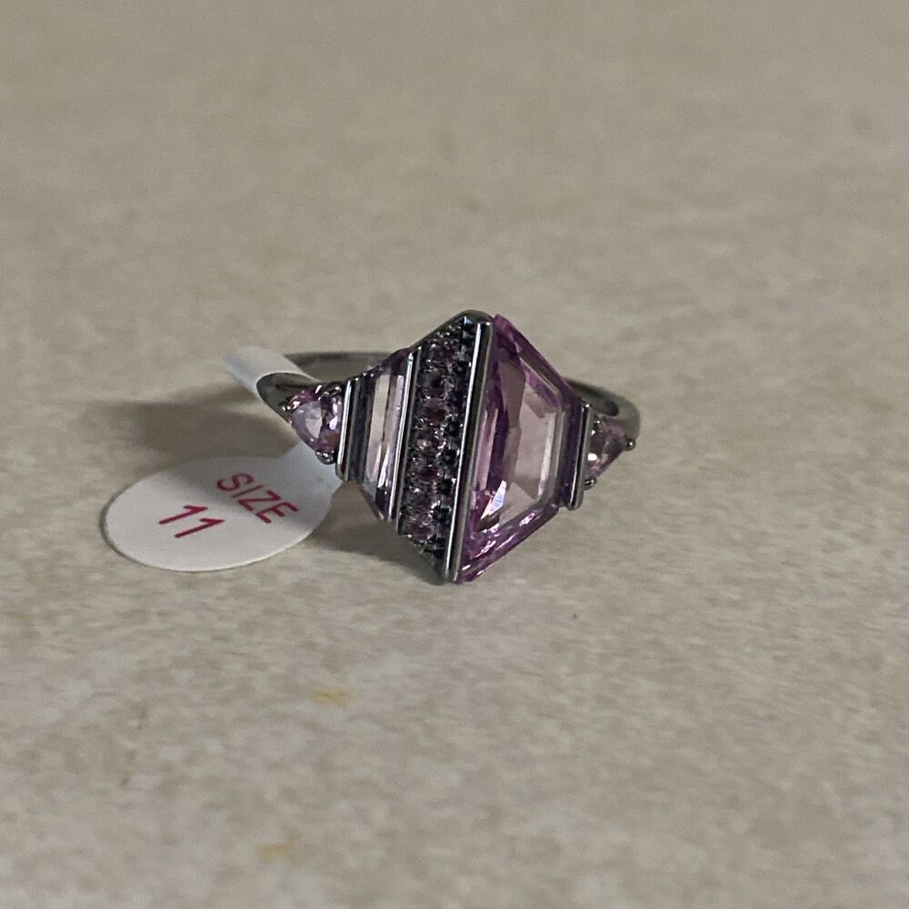 Bomb Party Twin Flame Ring RG61140 Pink Spinel Hematite Plating Sz 11 MSRP $136